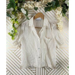 Sheer Short Sleeve Button-Up